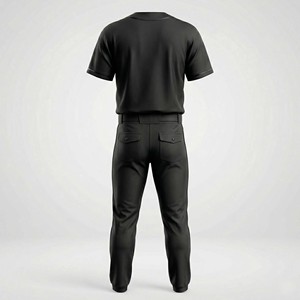 Wholesale Custom Blank Matte Black <b>Baseball</b> Uniform <b>Set</b> Men's Stealth Edition Short Sleeve Button Down Jersey and Pants - Product Image 5