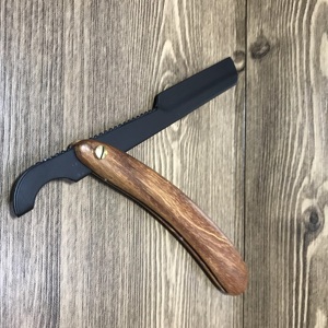 Barber Straight <b>Razors</b> Turkish Style Stainless Steel Plastic Handle Folding Shaving <b>Razors</b> With Private Label wood handle - Product Image 5