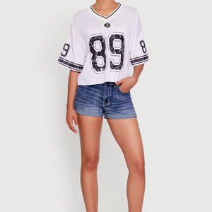 Maillot de football américain personnalisé pour femme en maille, coupe courte, respirant, en polyester, haut d'entraînement, vêtements de sport, approvisionnement en gros OEM - Product Image 4