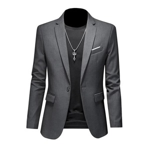 Blazer en velours côtelé pour homme, coupe droite, col à revers, respirant, infroissable, style américain, couleur unie, manches longues - Product Image 4