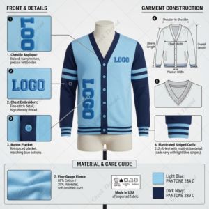 customized Spelman college VARSITY STRIPED ARM <b>CARDIGAN</b> V-neck <b>Cardigan</b> Chenille Embroidery Long Sleeve Regular Fit Winter - Product Image 4