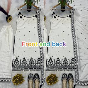 TENNECY Blusa Reversible para Mujer de Algodón y Seda con Bordado Elaborado, Trabajo de Lentejuelas y Diseño Antiarrugas Elástico - Product Image 4