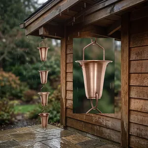 <b>Copper</b> Rain Chain Outdoor <b>Garden</b> Decoration Hanging Water Flow Simple Style - Product Image 1
