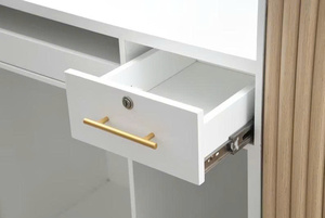 Bureau de réception moderne en bois demi-rond, design minimaliste, mobilier de bureau durable, usage commercial - Product Image 6