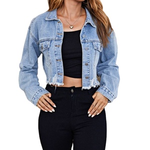 Respirant nouveautés à manches longues recadrée Slim Skinny Denim vestes en détresse femmes mode grande taille Jean vestes pour femmes - Product Image 2