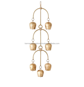 Handmade Golden Tin <b>Musical</b> 5 Hanging <b>Bells</b> Handcrafted Iron Metal Crafts Christmas Decoration <b>Hand</b> Painted Hanging <b>Bells</b> - Product Image 2