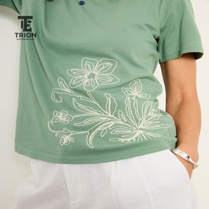 Camisetas de Algodón Bordadas para Mujer, Tops Casuales con Estampado Floral, Diseño Personalizado, Camisetas de Manga Corta, Suaves y Cómodas para el Día a Día - Product Image 6
