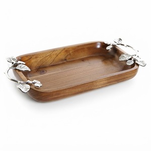 Plateau décoratif en bois d'acacia au design magnifique avec poignées en métal de qualité supérieure pour la décoration de mariage et de la maison, prix d'usine. - Product Image 3