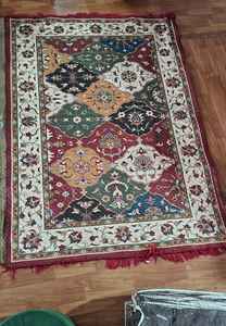 Tapis tissé à motif médaillon traditionnel avec franges, tapis de sol doux pour salon, chambre à coucher, usage intérieur, tapis décoratif - Product Image 4