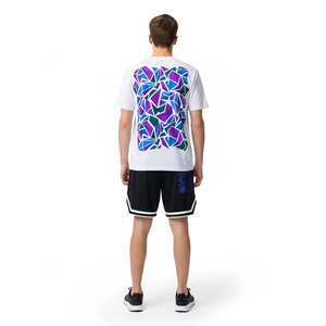 Conjunto de Verano para Hombre y Mujer, Color Sólido, Estampado con Letras, Cómodo, Transpirable, Estilo Americano, Holgado, Manga Corta y Pantalones Cortos - Product Image 5