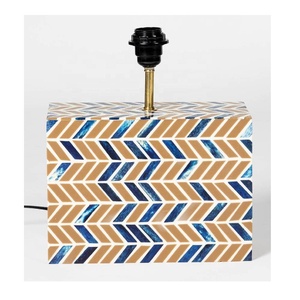 Lámpara con incrustaciones de hueso con diseño de Chevron sin sombra, forma rectangular para lámpara de iluminación, mesita de noche, sala de estar, escritorio, oficina y uso doméstico - Product Image 1