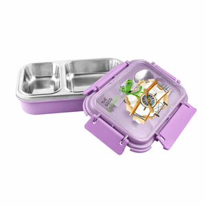 Boîte à lunch rectangulaire avec plastique extérieur en acier inoxydable pour usage quotidien - Product Image 1