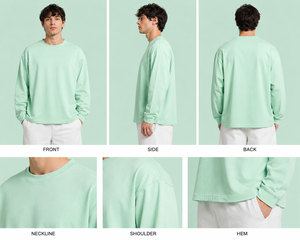 เสื้อยืดทรงบ็อกซ์โอเวอร์ไซส์คุณภาพสูงสำหรับผู้ชาย แขนยาว สไตล์สตรีท ทรงหลวม น้ำหนัก 240 GSM เสื้อยืดลำลอง - Product Image 6