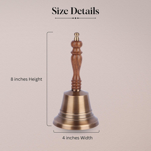 Solid <b>Brass</b> Hand <b>Bell</b> with Wooden Handle Loud Clear Tone 8x4 Antique <b>brass</b> finish corrosion-resistant, comfortable grip - Product Image 4