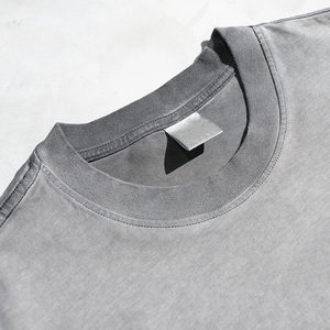 Camiseta de Manga Corta para Hombre, Cuello Redondo, Color Sólido, Estilo Casual Urbano, Tejido de Punto, 100% Algodón, la Mejor Calidad - Product Image 5