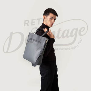 Sac fourre-tout élégant pour femme en cuir véritable gris, grande capacité, sac à main à bandoulière avec poignée supérieure et poche extérieure zippée - Product Image 5