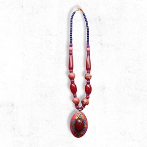Premium Quality Handmade Royal Red Mosaic Pendant Beads <b>Necklace</b> for Women Traditional <b>Statement</b> Jewelry Design - Product Image 1