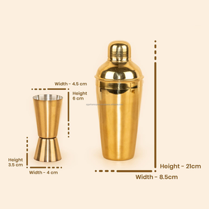 . Ensemble de barware en or OEM d'usine avec support, shaker à cocktails en acier inoxydable, doseur, kit de barman professionnel - Product Image 3