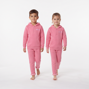 Conjunto deportivo informal de algodón para niños, con sudadera con capucha y media cremallera y pantalones, unisex. - Product Image 3