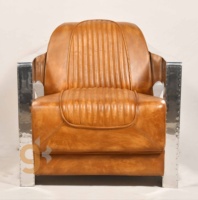 Chaise de canapé moderne Ensemble de canapé aviateur Chaise pour salon Canapés en aluminium Style loft américain Aviateur Cuir véritable chamois