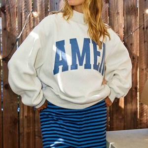 AMEN Custom Winter High Quality Blank Stitch Plain Polyester/Cotton French Terry Varsity Oversized Women Reversible <b>Mock</b> <b>Neck</b> - Product Image 2