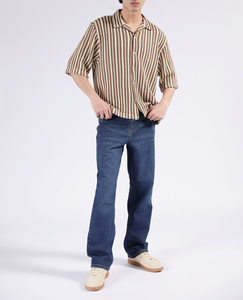 Chemises ODM pour hommes en satin 100 % coton, légères, décontractées, simples, rétro, à manches trois quarts, en promotion - Product Image 1