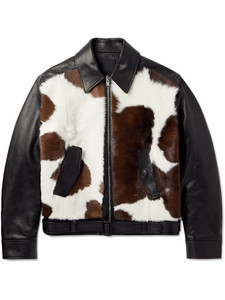 Nouvelle Arrivée 2026 – Blouson en Cuir Style Motard Marron et Blanc avec Poils de Vache, Style Trucker en Jean pour Homme - Product Image 3