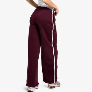 Hot Selling Burgundy <b>Women's</b> <b>Tall</b> Straight <b>Joggers</b> Terry Fleece Soft Touch Fabric Polyester/Cotton Breathable High Waist Pants - Product Image 4