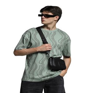 T-shirt uni en coton de haute qualité 200 g/m² à épaules tombantes surdimensionné Impression 3D personnalisée T-shirts pour hommes grande taille - Product Image 5
