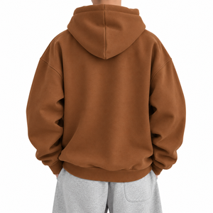 Sudadera con Capucha Extra Grande para Hombre, Color Marrón, Estilo Casual, Corte Regular, Tejido de Punto, para Otoño - Product Image 3