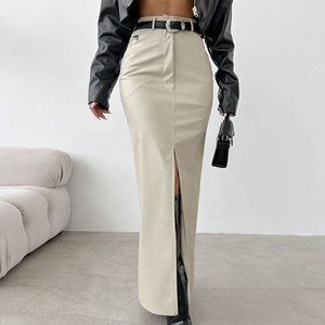 Minifalda de Cuero Genuino para Mujer, Diseño Personalizado de Marca, Color Sólido, Cintura Regular, Corte Ajustado, Sexy y Transpirable - Product Image 1