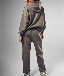 Ensemble sweat à capuche oversize et pantalon de jogging à jambes larges sur mesure de haute qualité, avec logo imprimé en relief, survêtement épais - Product Image 6