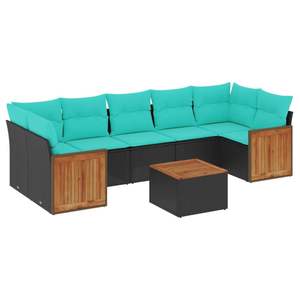 Ensemble de canapés de patio en polyrotin noir, 8 pièces, avec coussins, canapés de jardin - Product Image 2