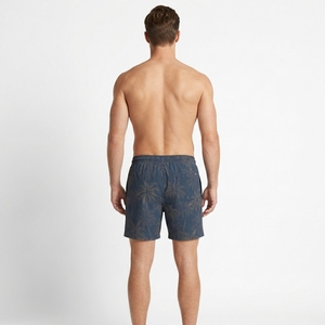<b>Men's</b> <b>Navy</b> Blue Palm Tree Print Board <b>Shorts</b> Casual Summer Beach Swim Trunks Elastic Waist Drawstring - Product Image 3