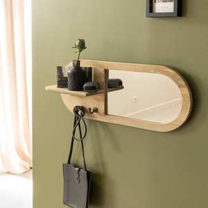 Miroir ovale Vandana Optima Flux en bois de manguier clair - Product Image 1