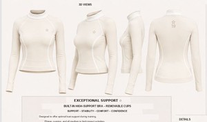 Camiseta Deportiva de Manga Larga para Mujer con Sujetador Incorporado, Secado Rápido, Sin Costuras, Blanca, Manga Larga, Spandex, Poliéster - Product Image 1