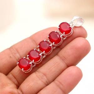 Pendentif en argent sterling 925 avec grenat rouge, fait main, pierre de naissance de janvier, bijou minimaliste, collier en pierres précieuses, cadeau - Product Image 4