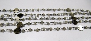 Natural Labradorite Rondelle Faceted Beads 3-4mm <b>Rosary</b> Metal wire wrapped Chain - Product Image 2