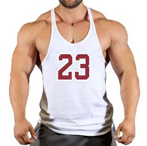 เสื้อกล้ามสีดำสำหรับผู้ชาย พิมพ์ลายตัวเลข 23 สีแดง คอวี แขนกุด สวมใส่สบาย ระบายอากาศได้ดี ผลิตจากโพลีเอสเตอร์ เหมาะสำหรับออกกำลังกายและเล่นกีฬา - Product Image 3