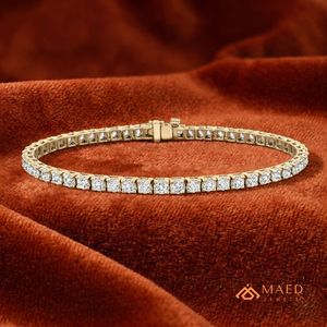 สร้อยข้อมือเทนนิสทรงรีประดับมอยส์ซาไนต์ชุบทอง 18K สำหรับผู้หญิง สไตล์เครื่องประดับแฟชั่นหรูหราแบบเบเวอร์ลี่ฮิลส์ เหมาะเป็นของขวัญ - Product Image 4