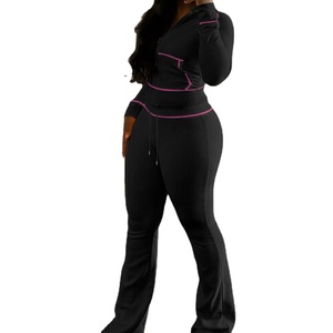 Ropa de gimnasio de invierno informal para mujer 2025, conjunto deportivo de dos piezas estampado con capucha y pantalones de chándal, conjunto de ropa de descanso para mujer de otoño - Product Image 3