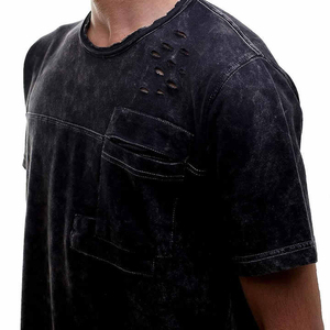 Unisex Distressed Ripped Holes Acid Wash T-<b>Shirt</b> Oversized Baggy Fit Heavyweight Cotton Vintage Hip Hop Streetwear Tee <b>Y2K</b> - Product Image 4