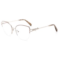 Montures optiques métalliques demi-cerclées œil de chat pour femmes, légères, avec charnières à ressort et embouts de branches en acétate, vente en gros, fabricant de logos personnalisés