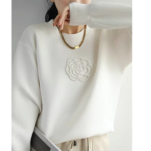 Sudadera con Capucha para Mujer, Otoño Invierno 2026, Sudadera Profesional para Mujer, Top Holgado con Flores Tridimensionales y Cuentas, Manga Larga - Product Image 2