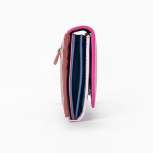Unisex Genuine Cowhide Leather <b>Wallet</b> with Malty Color Card Holder Zipper Closure-Patchwork Design - Product Image 3