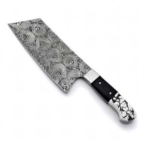 Couteau de cuisine artisanal en acier Damas, couteau à hacher avec manche en résine, outil culinaire - Product Image 2