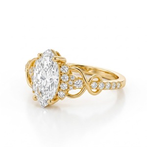 แหวนหมั้นเพชรทรงมาร์คีส์ ทองคำขาว 14K ลายฉลุวินเทจ น้ำหนัก 1.50 กะรัต เพชรเพาะเลี้ยงในห้องปฏิบัติการ เครื่องประดับเจ้าสาวสำหรับเธอ - Product Image 6