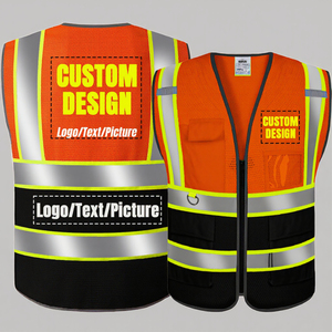 Gilet de travail en polyester réfléchissant respirant imprimé personnalisé avec multi-poches pour la construction sanitaire et divers secteurs - Product Image 2