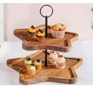 Soporte para servir pasteles de madera redondeado, decoración de mesa de comedor, centro de mesa para servir pasteles con un aspecto magnífico. - Product Image 4