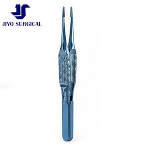 Pinces de suture microchirurgicales D&K Castroviejo de 4 1/2 pouces, tiges droites en titane, 0,12 mm, 1x2 dents, plateformes de ligature de 6,0 mm - Product Image 3